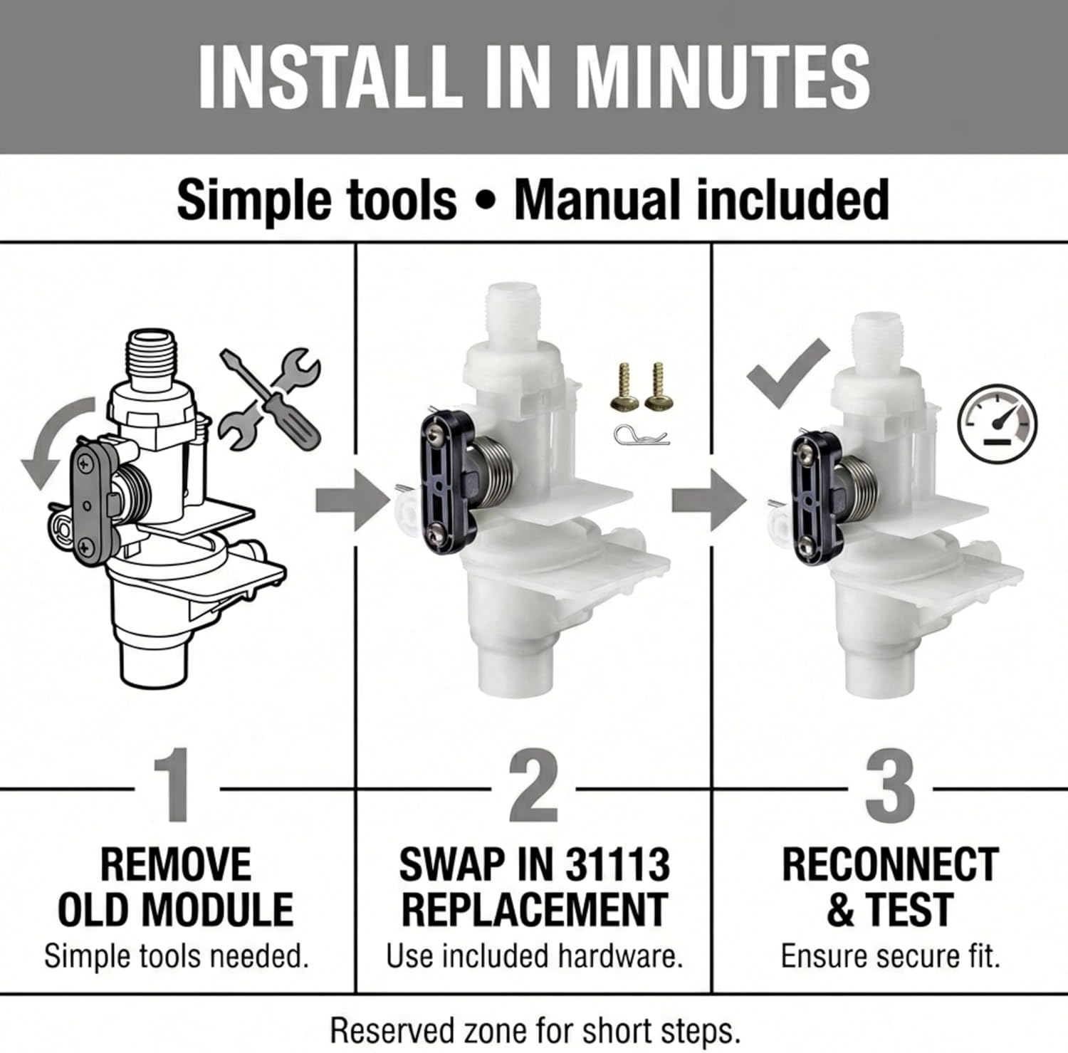 Blearen RV Toilet Water Module Kit for Thetford Bravura 31113 | Replaces OEM 31113. Fits toilets. Complete water module service kit, leak-resistant, DIY install.