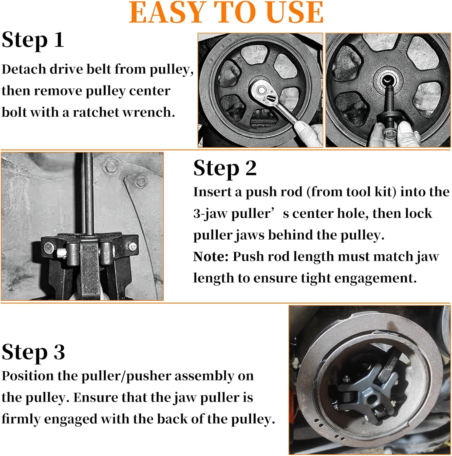 Blearen Harmonic Balancer Puller Kit, Adjustable Upgraded 3-Jaw Puller for Removal | Harmonic Balancer Damper Pulley Puller Kit, Compatible with Ford GM Chrysler Cadillac Chevy Trucks Mitsubishi
