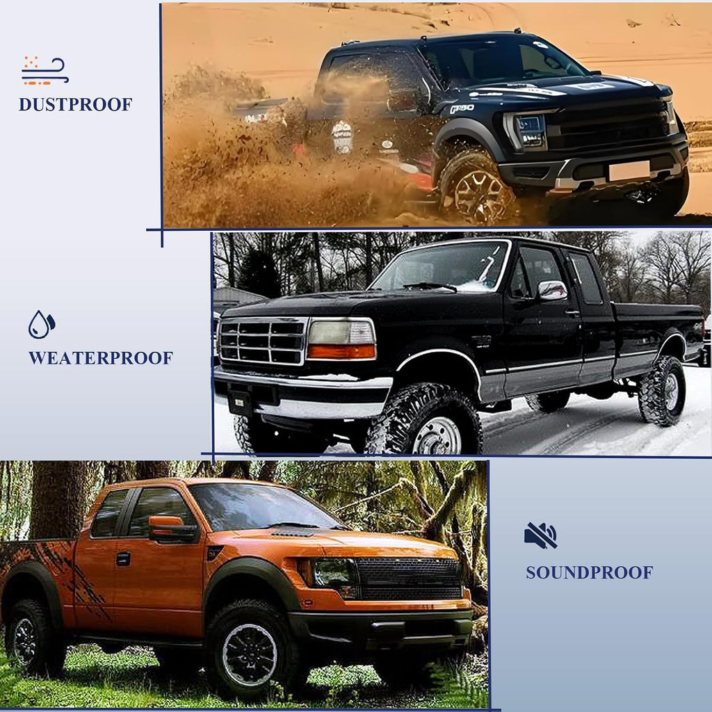 Blearen Window Molding Sweep Felt Trim Seal for 1987-1997 Ford F150 | 4PCS Front Inner & Outer Door Weatherstrip Window Seal Belt for F250 F350 Bronco, Replace E7TZ1521452A