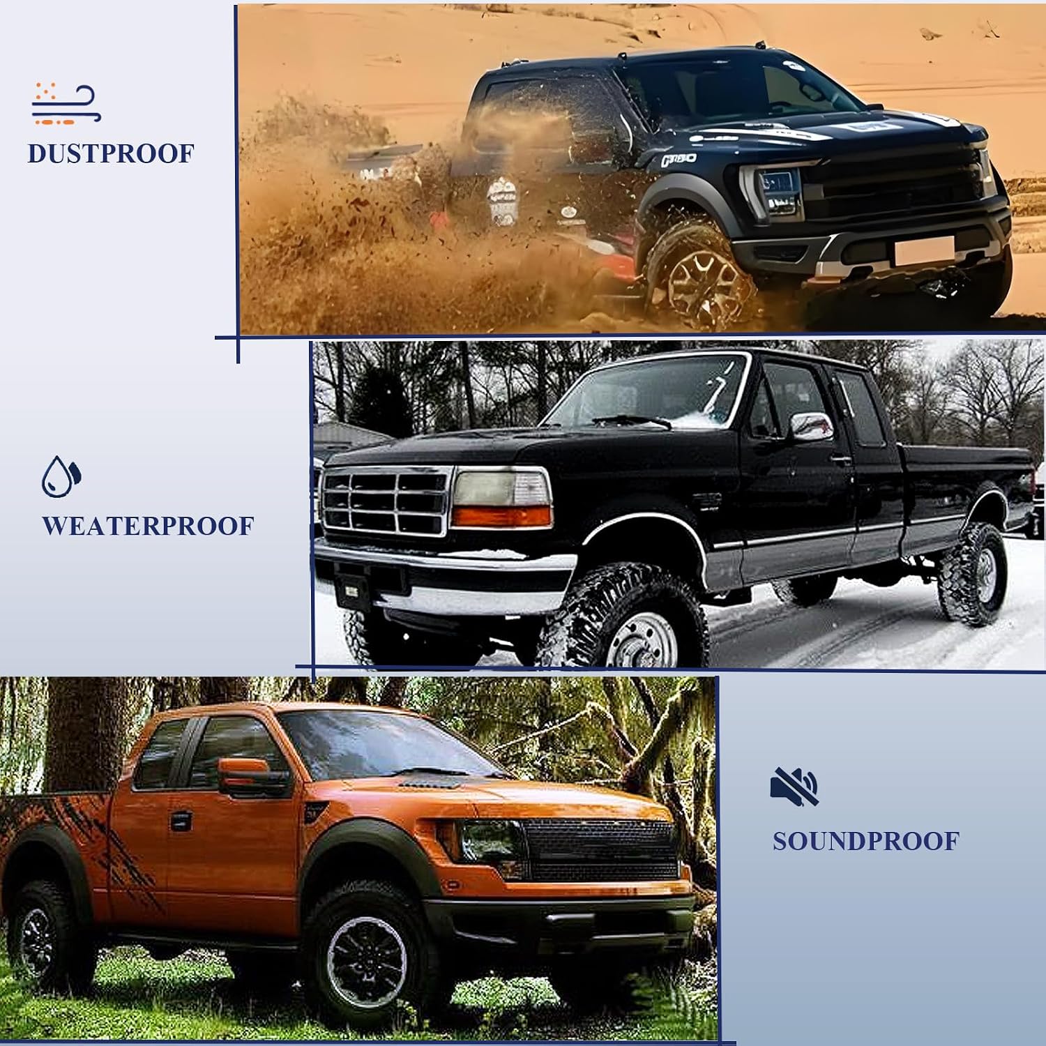 Blearen Window Molding Sweep Felt Trim Seal for 1987-1997 Ford F150 | 4PCS Front Inner & Outer Door Weatherstrip Window Seal Belt for F250 F350 Bronco, Replace E7TZ1521452A