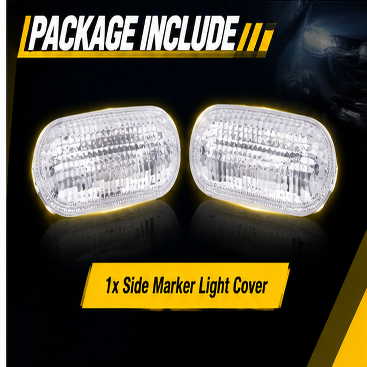 Blearen  Side Marker Light Cover, Clear Lens Left Right 1336185 Replacement for 2002-2008, with Dual Transparent Lamp Shades