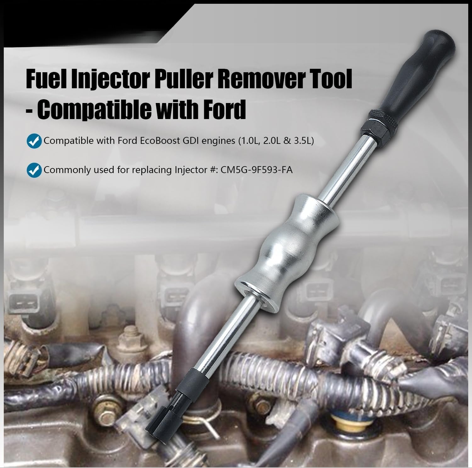 Blearen Fuel Injector Puller Tool Kit Compatible with Ford EcoBoost 1.0, 1.5, 1.6, 2.0 3.5 3.7 Petrol Engines Injector Removal Tool with Slide Hammer