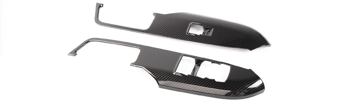 Blearen  Carbon Fiber Door Handle Window Lifter Control Switch Button Panel Cover Sticker Trim Interior Decoration Accessories for Ford Mustang 2015 2016 2017 2018 2019 2020 2021, 2 PCS
