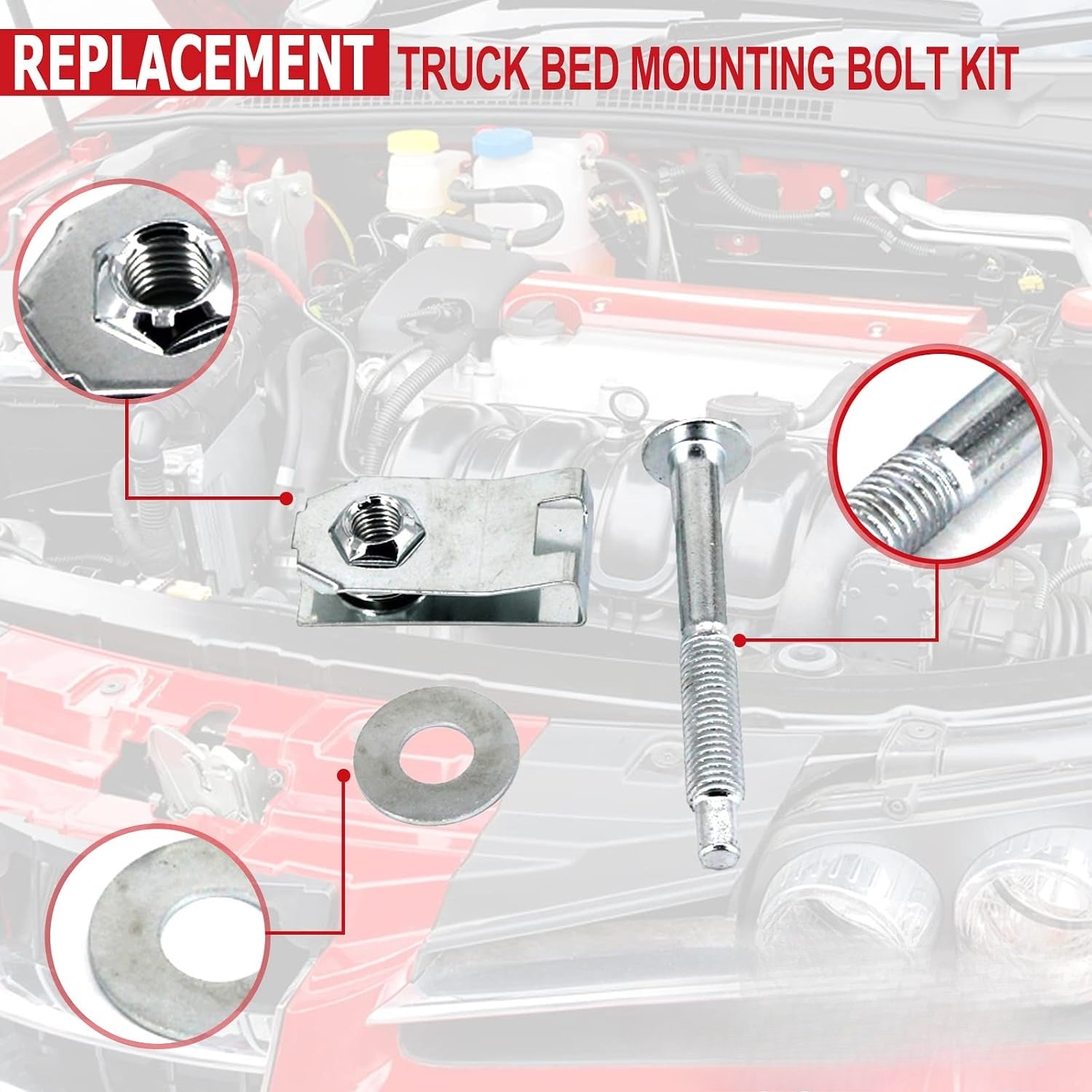 Blearen Truck Bed Mounting Bolt Kit Replacement for Ford Ranger 1983-2011 | Mazda B2300 B4000 1994-2010, B3000 1994-2008, B2500 1998-2001 Replaces 924-310 N802286-S101 9XB03-33402