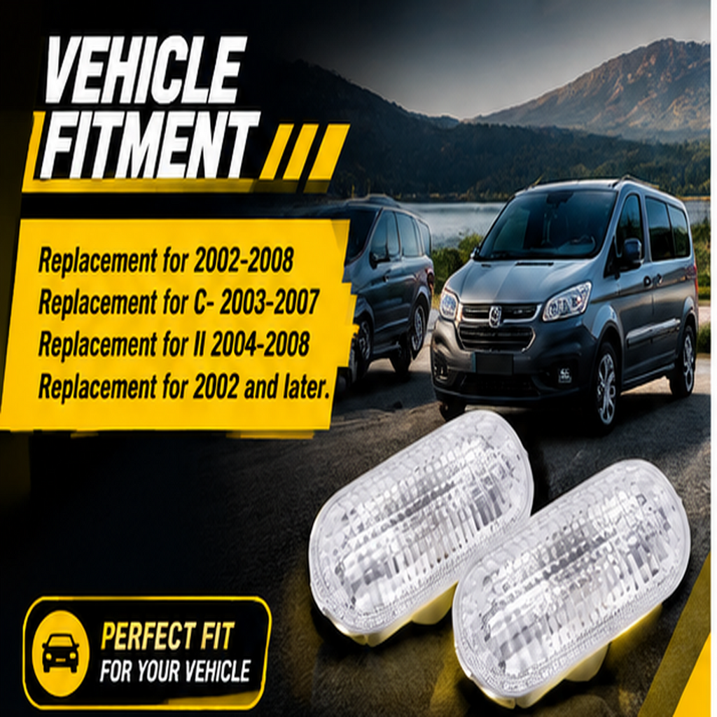 Blearen  Side Marker Light Cover, Clear Lens Left Right 1336185 Replacement for 2002-2008, with Dual Transparent Lamp Shades