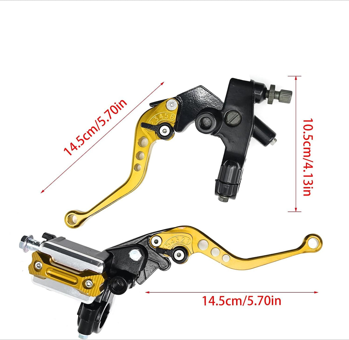 Blearen 7/8" 22mm Universal Gold Motorcycle Handlebar, Brake Master Cylinder Clutch Lever Left and Right Set, Replacement for Harley, Replacement for Honda