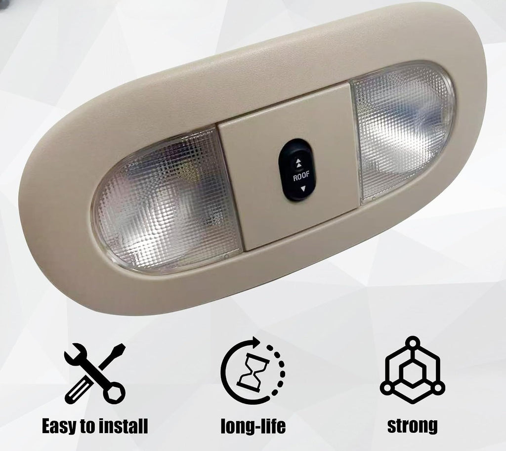 Blearen 8C3Z-25519A70-AA Overhead Console with LED Dome Map Light & Sunroof Switch COMPATIBLE WITH Ford F-250 F-350 F-450 F-550 Super Duty 2008-2010 Cab Interior Ceiling Roof Reading Lamp, Beige