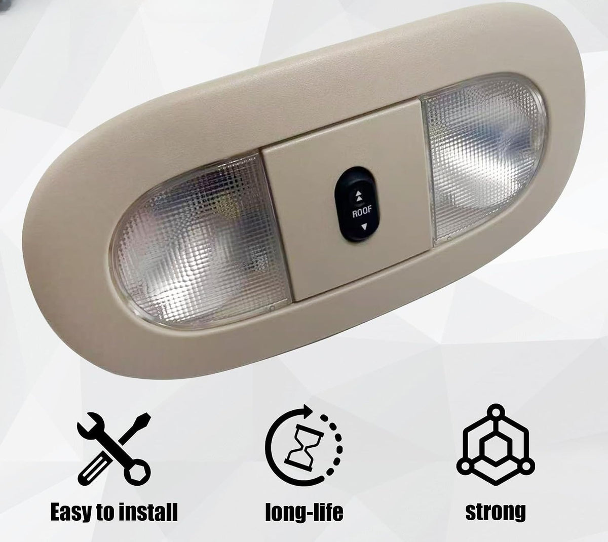 Blearen 8C3Z-25519A70-AA Overhead Console with LED Dome Map Light & Sunroof Switch COMPATIBLE WITH Ford F-250 F-350 F-450 F-550 Super Duty 2008-2010 Cab Interior Ceiling Roof Reading Lamp, Beige